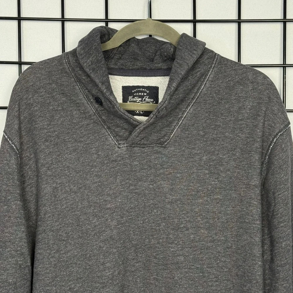 J. Crew Shawl‎ Collar Sweatshirt Mens XL Gray French Terry Vintage Fleece READ